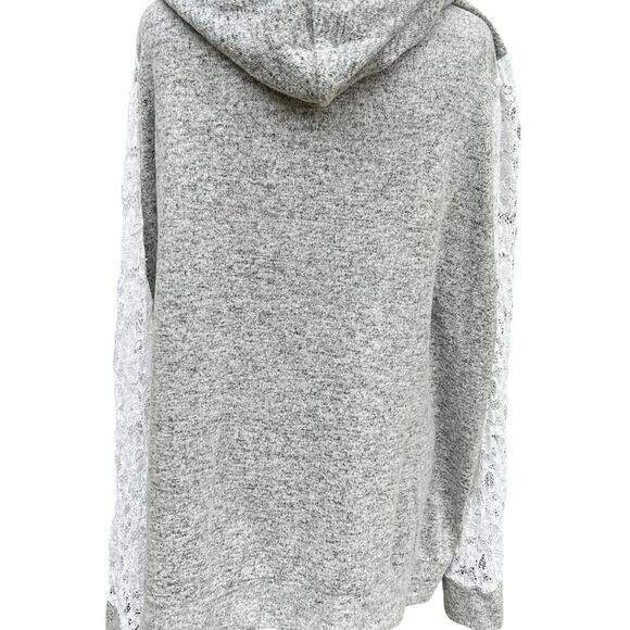 TORRID, SUPER SOFT, women's  size 2 (18-20 2X) hoodie, gray with lace sleeves - Picture 7 of 10